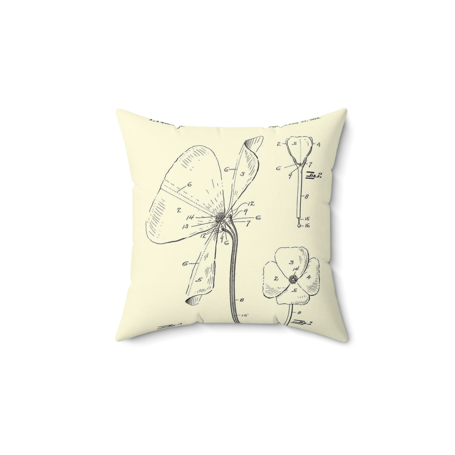 Patent Case File No. 1,148,208, Artificial Flower, Inventor- Estelle Allison. - DPLA - 1b60beaeeab0bcff0148a73366060d98 (page 20) Decorative Accent Square Pillow