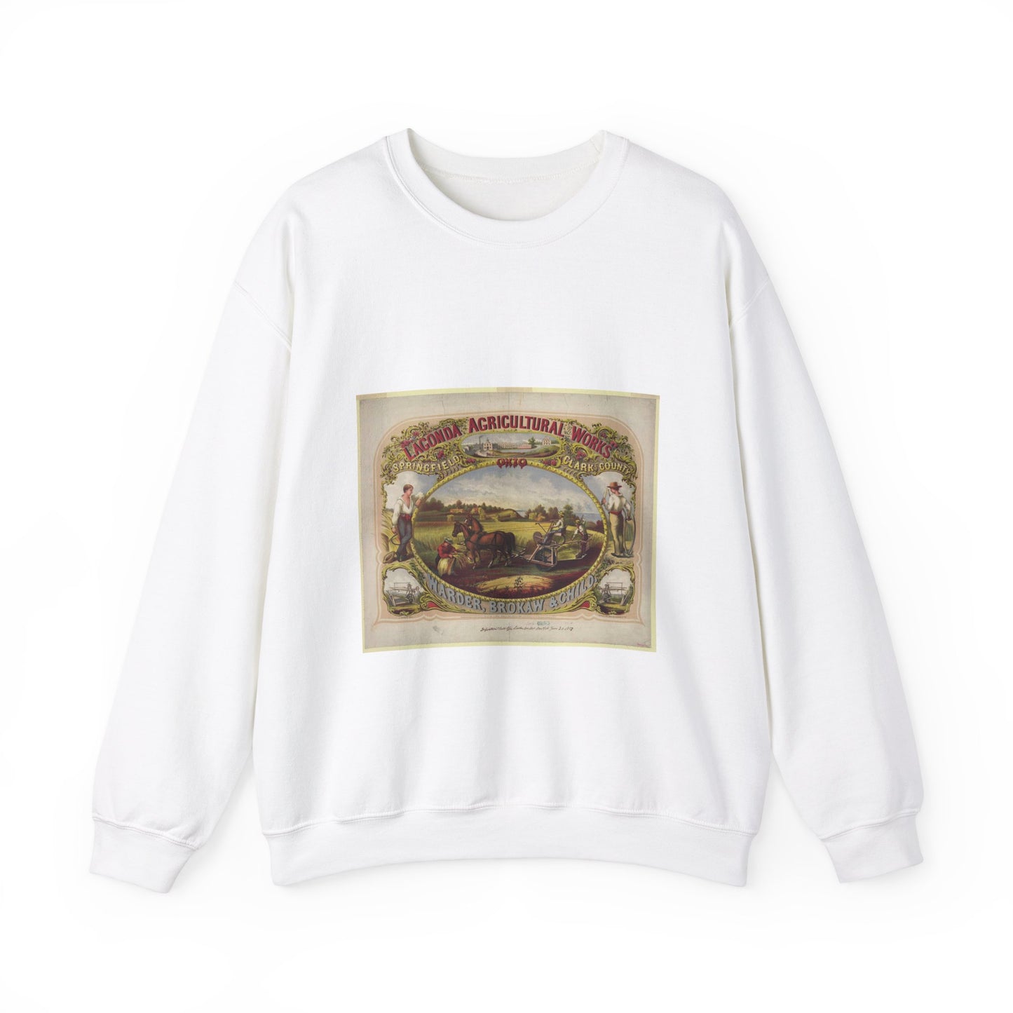 Lagonda Agricultural Works, Springfield, Clark County, Ohio, Warder, Brokaw & Child / E. Forbes, del. ; lith. of G.W. Lewis, N.Y. White Heavy Blend Adult Crew Neck SweatShirt