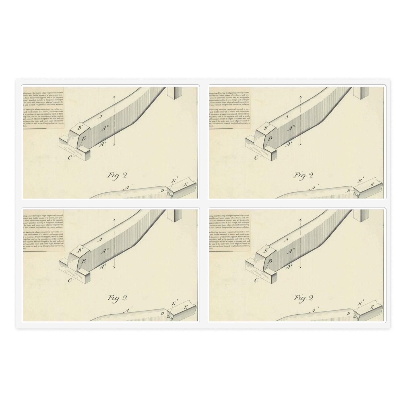 Patent drawing - for S. Boone's Ironing Board Public domain  image Laminated UV Protective Vinyl Stickers