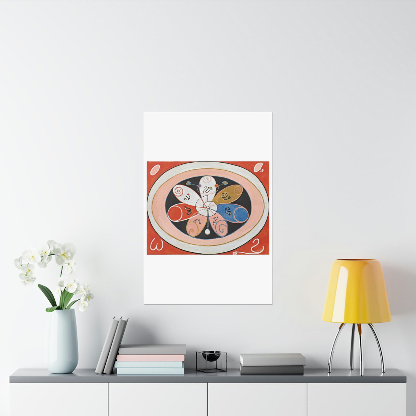 A painting of a colorful flower with writing on it Hilma af Klint - no date - Untitled High Quality Matte Wall Art Poster for Home, Office, Classroom