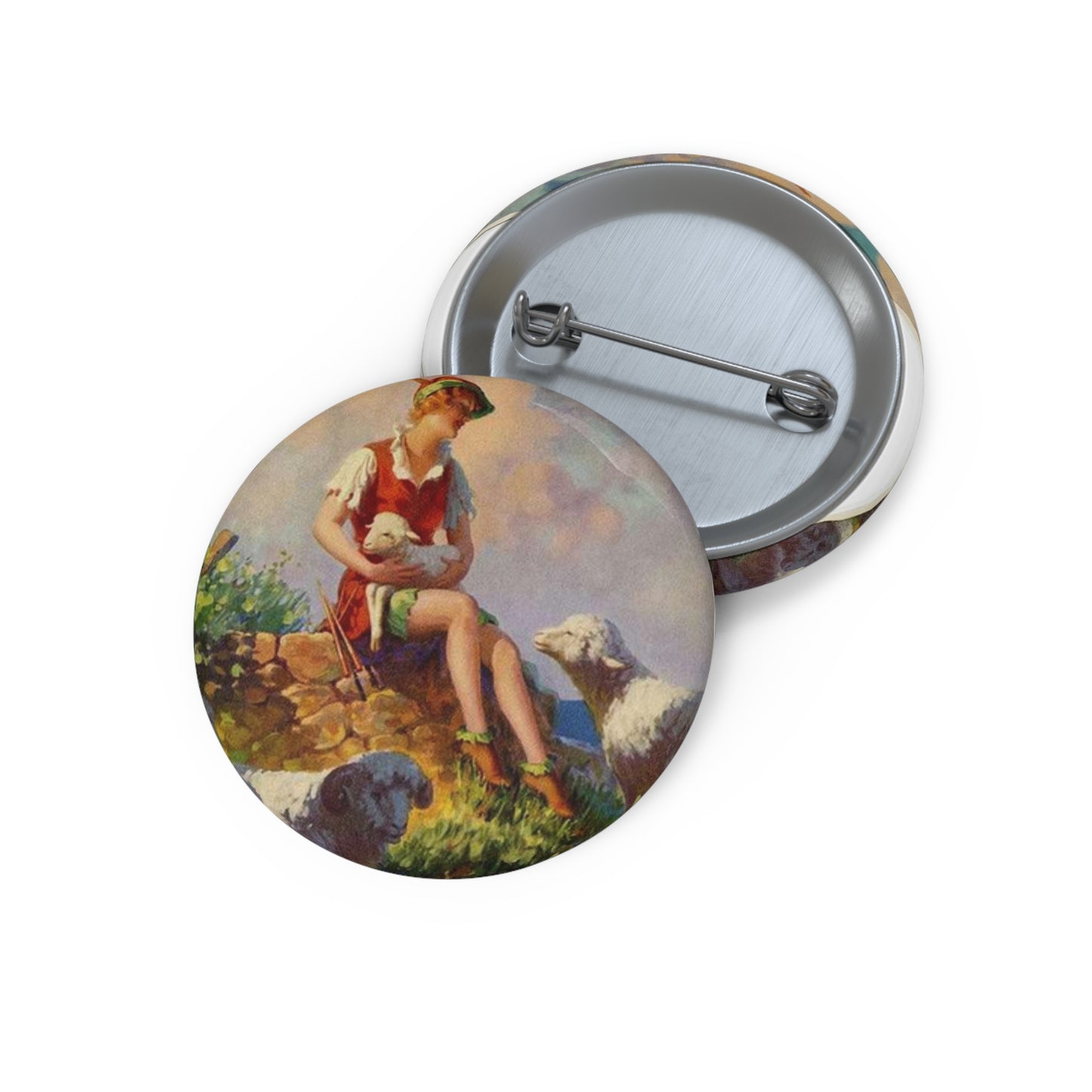 Playmates of Peter Pan, painting by Edward Mason Eggleston Pin Buttons with Crisp Design