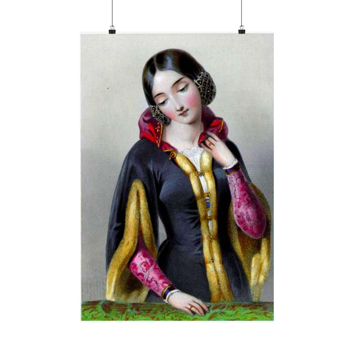 Ana Boemia - A painting of a woman in a black dress High Quality Matte Wall Art Poster for Home, Office, Classroom