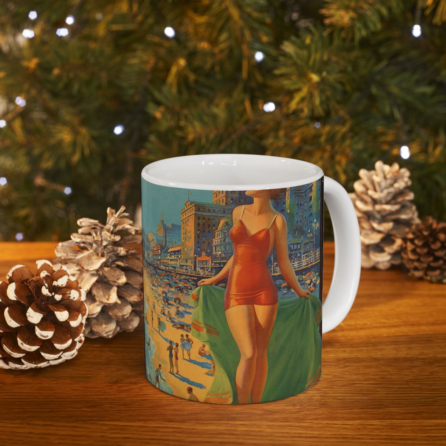 Atlantic City— America’s All-Year Resort, Pennsylvania Railroad, painting by Edward Mason Eggleston Beautiful Novelty Ceramic Coffee Mug 11oz