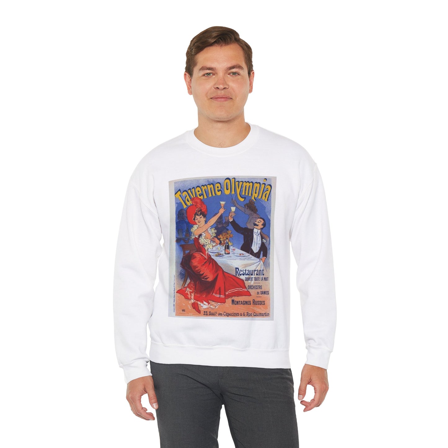 Affiche pour la "Taverne Olympia". White Heavy Blend Adult Crew Neck SweatShirt