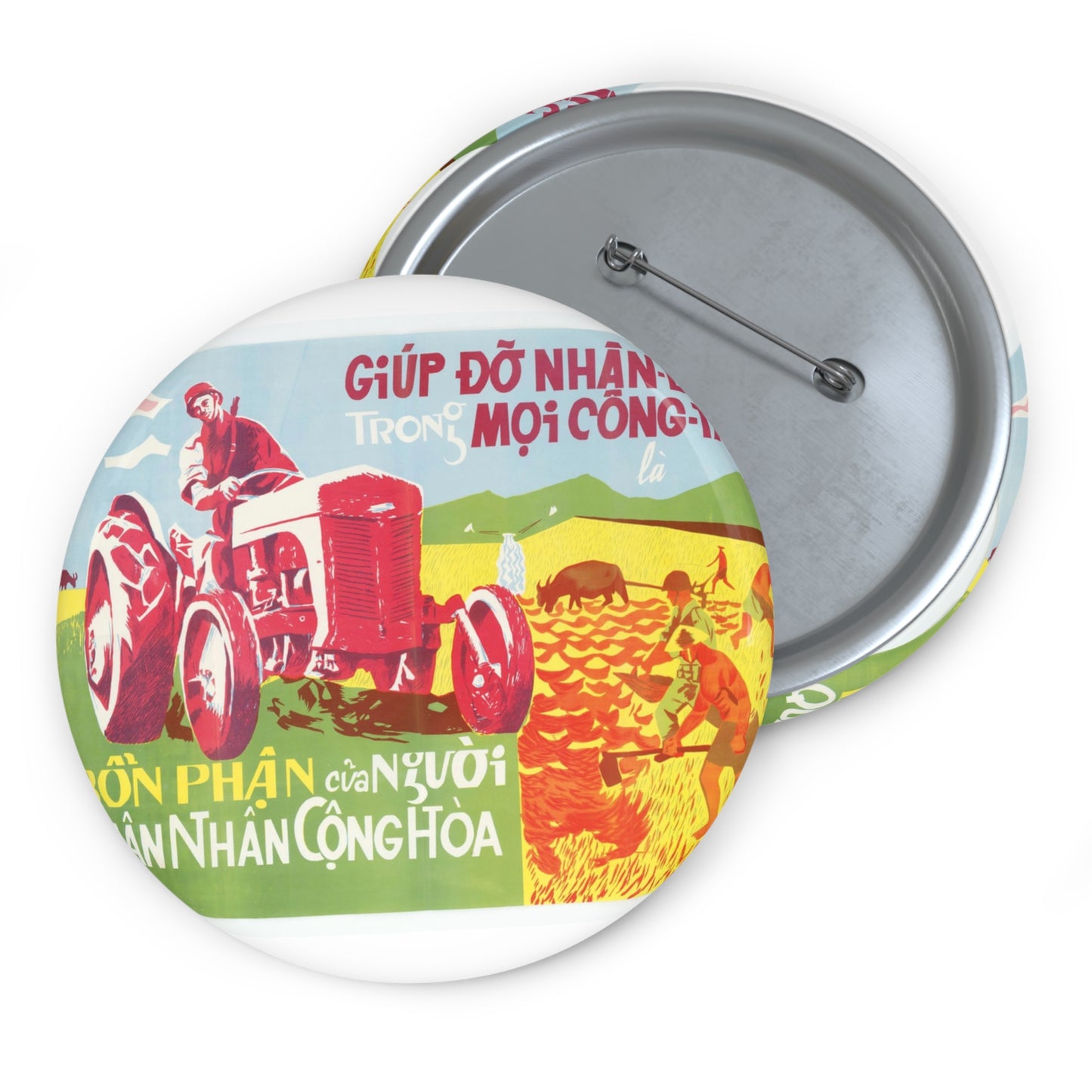 Army Helps People, United States information service propaganda Pin Buttons with Crisp Design