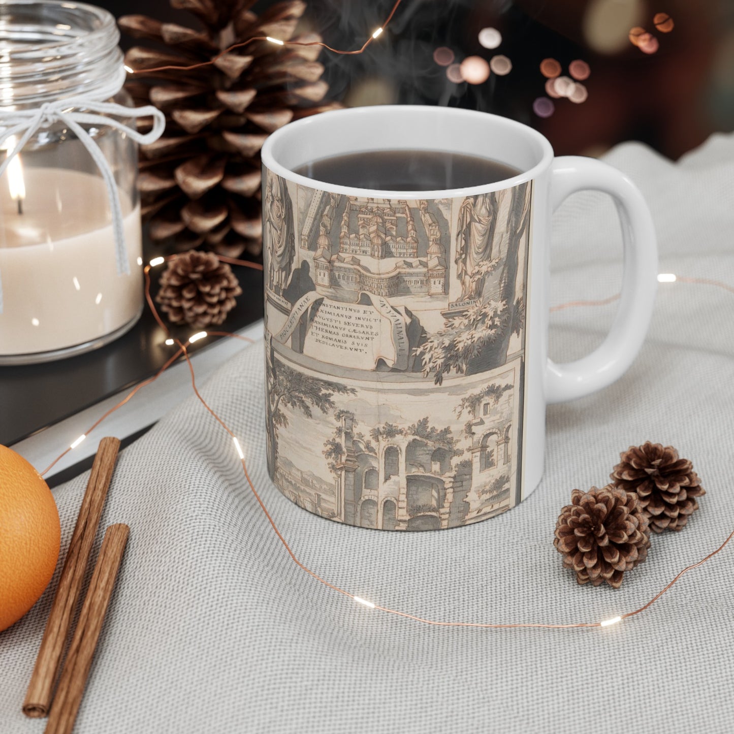 A Reconstruction of the Thermae of Diocletian (above) and a View of the Ruins (below) Beautiful Novelty Ceramic Coffee Mug 11oz