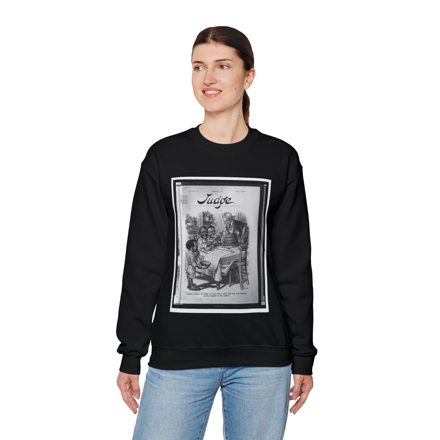 There's plenty of room at the table. Why not ask the hungry little fellow to sit down? / Flohri. Black Heavy Blend Adult Crew Neck SweatShirt