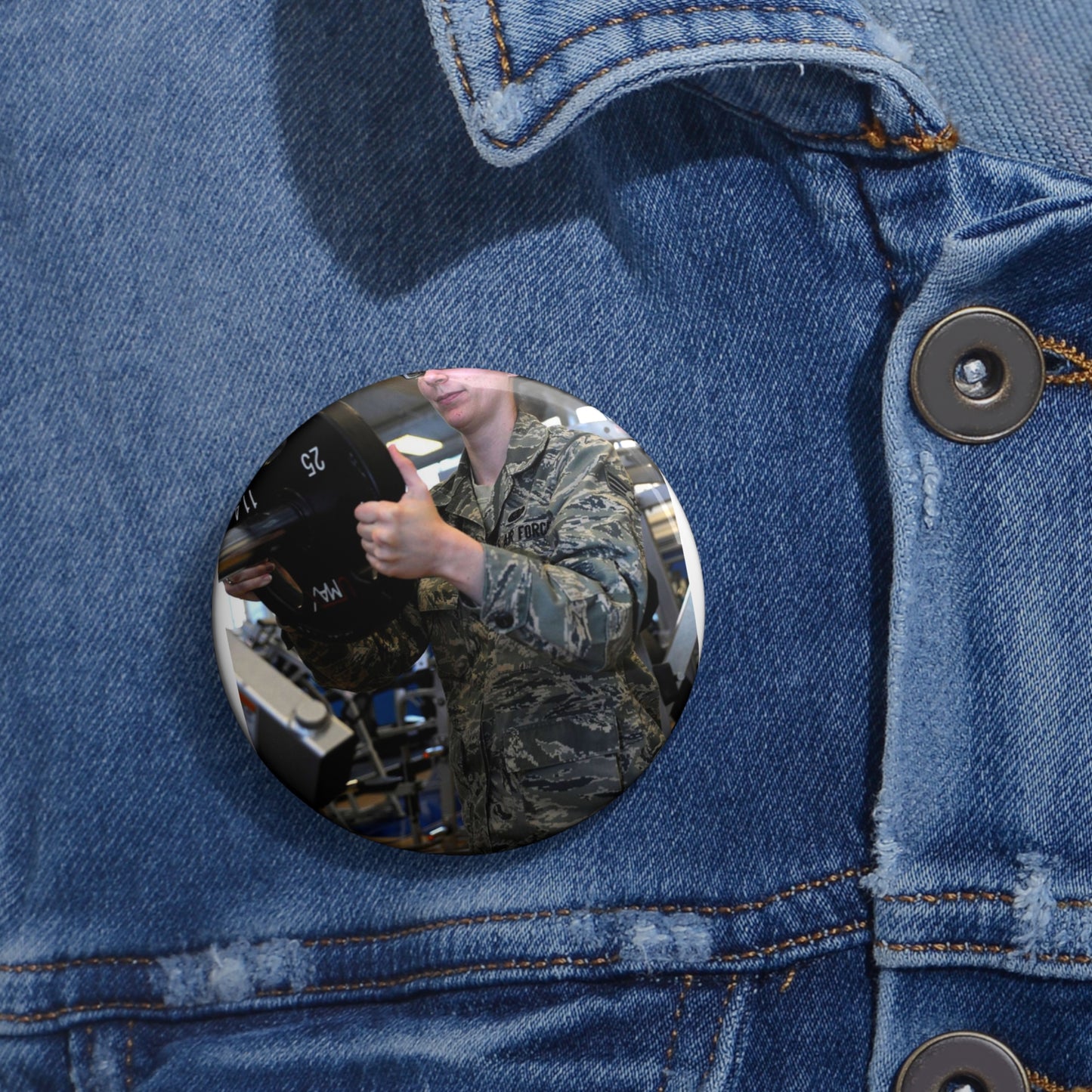 Senior Airman Cassandra Bridges, 28th Force Support Pin Buttons with Crisp Design