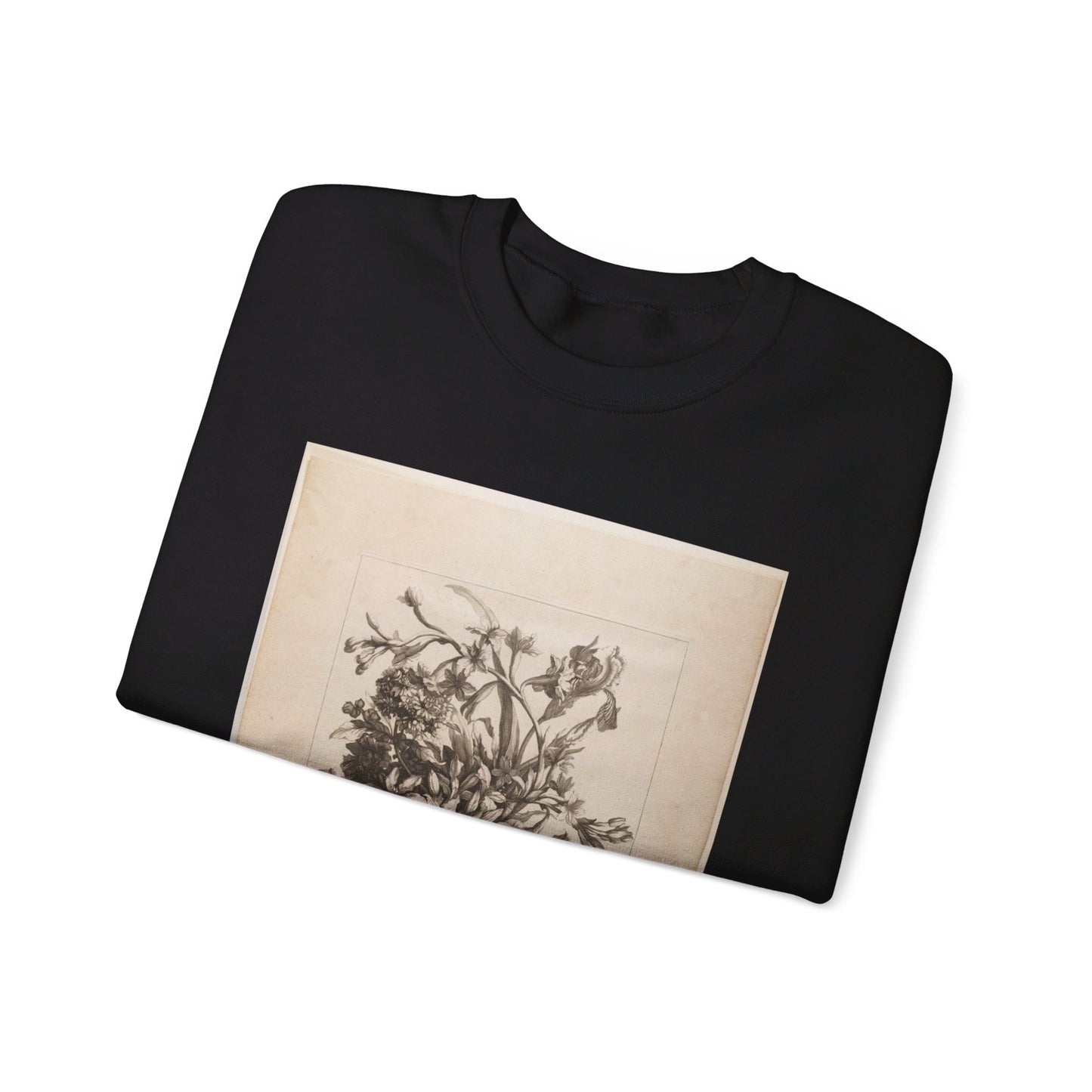 Jean Baptiste Monnoyer - Flowers in a Vase Black Heavy Blend Adult Crew Neck SweatShirt