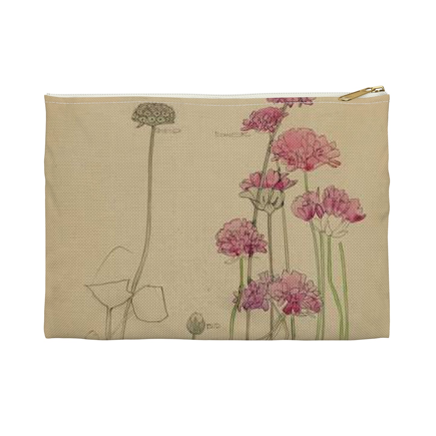 Sea Pink - Holy Island - Charles Rennie Mackintosh - 1901 Large Organizer Pouch with Black Zipper