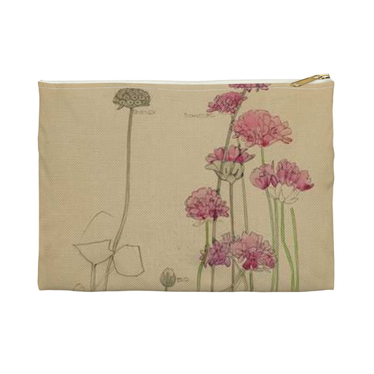 Sea Pink - Holy Island - Charles Rennie Mackintosh - 1901 Large Organizer Pouch with Black Zipper