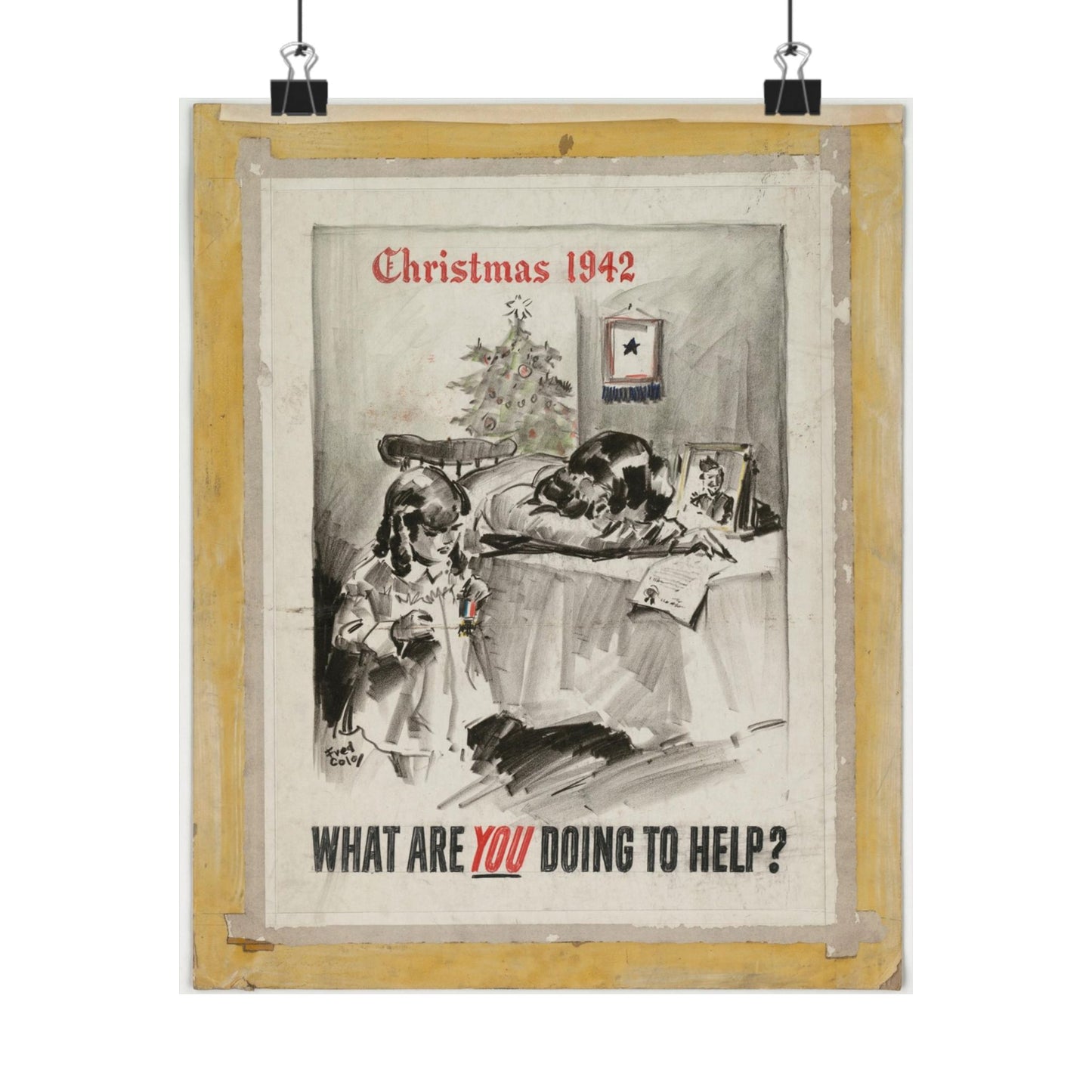 What Are You Doing to Help?  Christmas 1942 High Quality Matte Wall Art Poster for Home, Office, Classroom