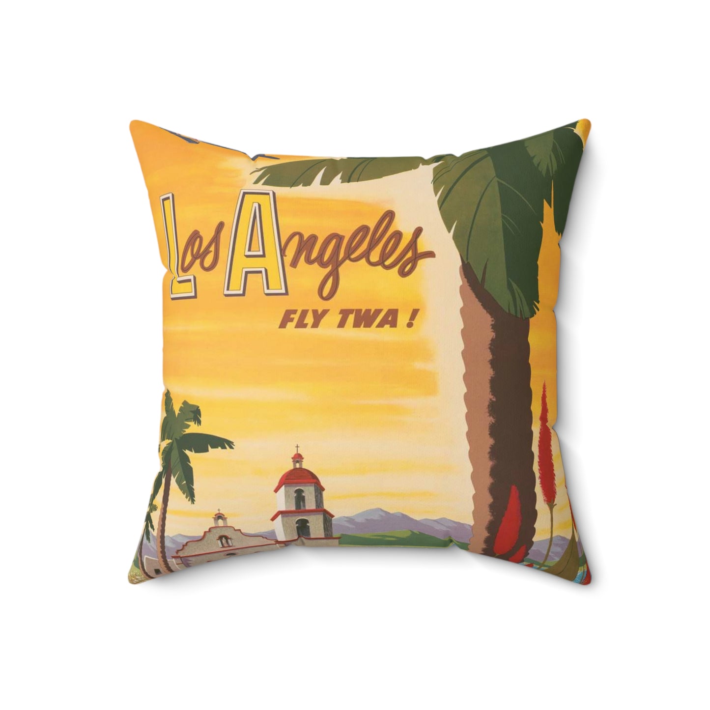 Los Angeles - fly TWA! Bob Smith Decorative Accent Square Pillow