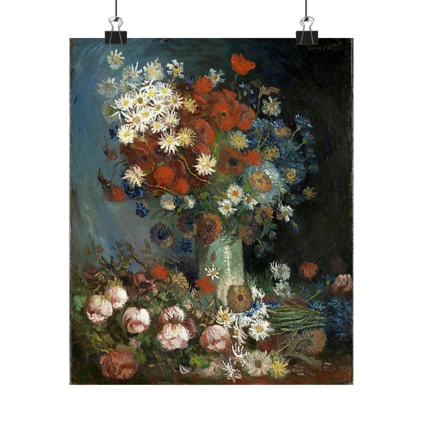 Still life with meadow flowers and roses Van Gogh 1886 High Quality Matte Wall Art Poster for Home, Office, Classroom