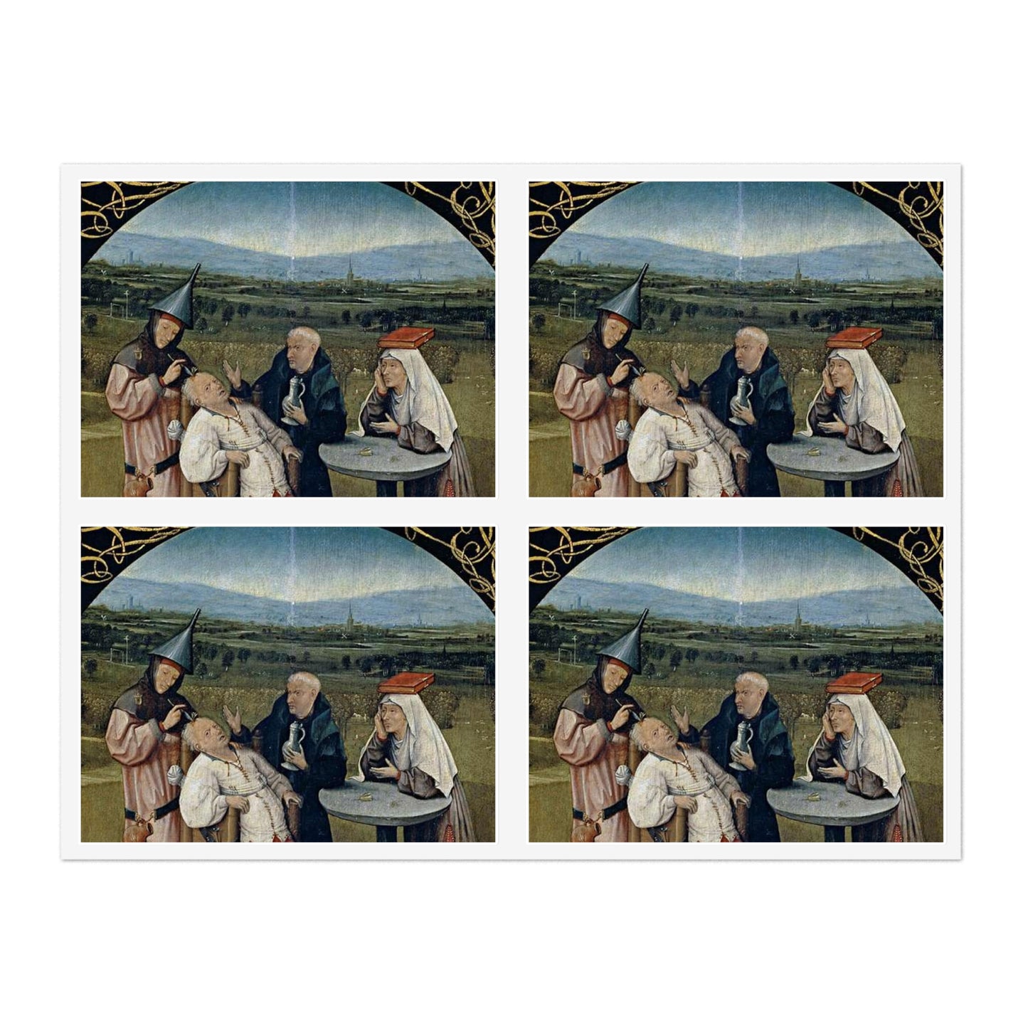 Hieronymus Bosch 053 - A painting of a group of people sitting around a table Laminated UV Protective Vinyl Stickers