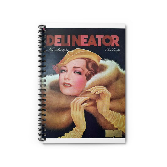 Delineator 1934-11 - Art Deco public domain image Spiral Bound Ruled Notebook with Printed Cover