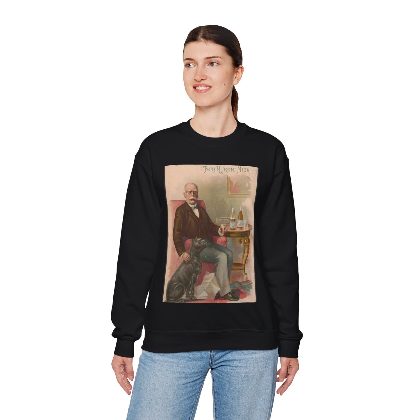 The C. Kern brewing co., Port Huron, Mich., Bismarck table beer Black Heavy Blend Adult Crew Neck SweatShirt