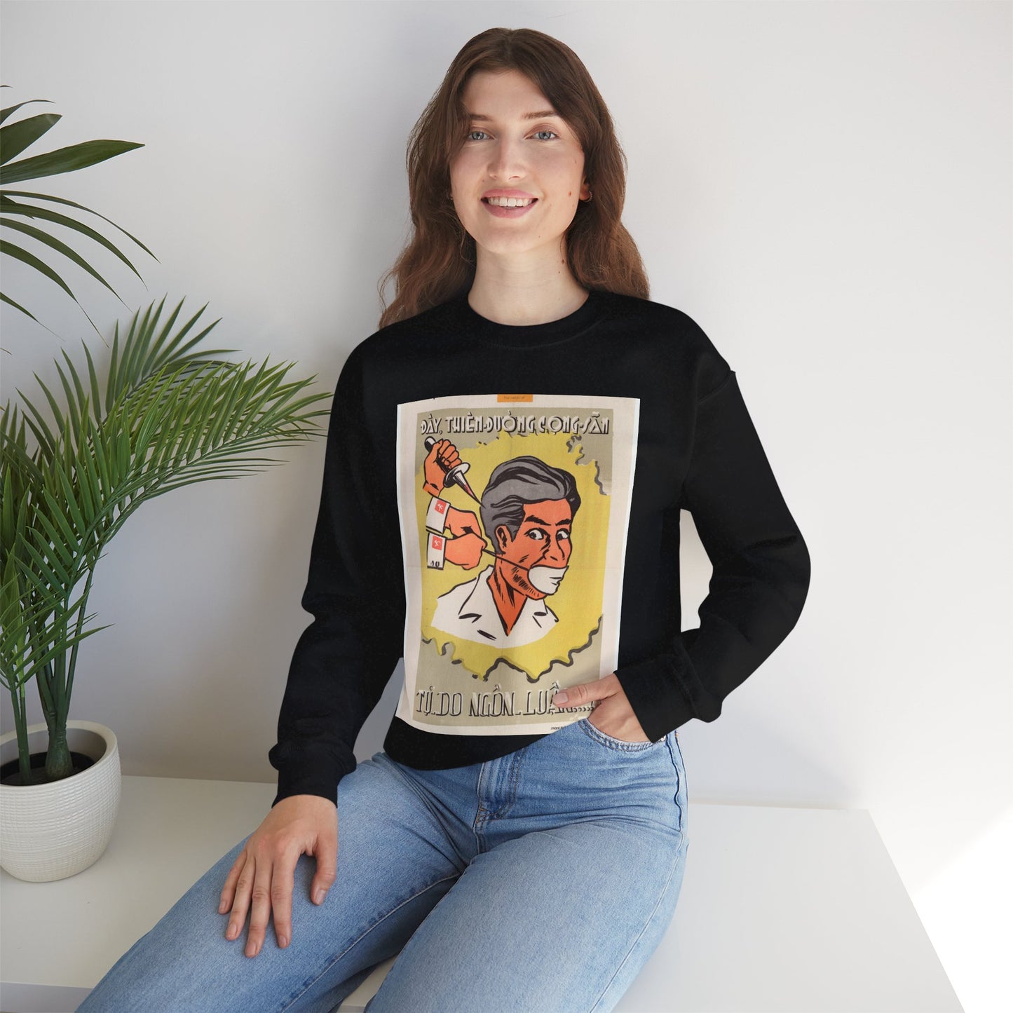 Viet Poster #6, Cold War American Propaganda poster Black Heavy Blend Adult Crew Neck SweatShirt