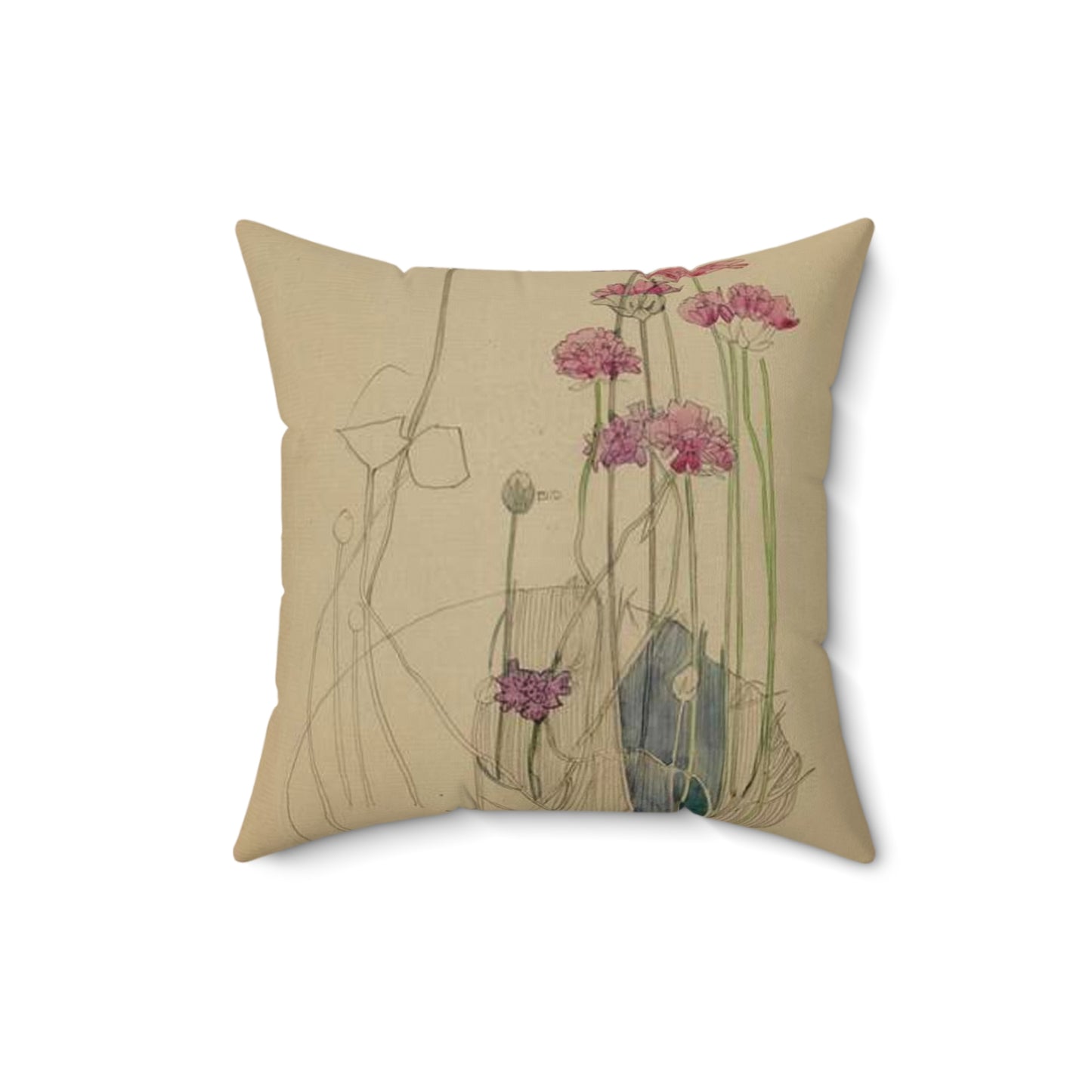 Sea Pink - Holy Island - Charles Rennie Mackintosh - 1901 Decorative Accent Square Pillow