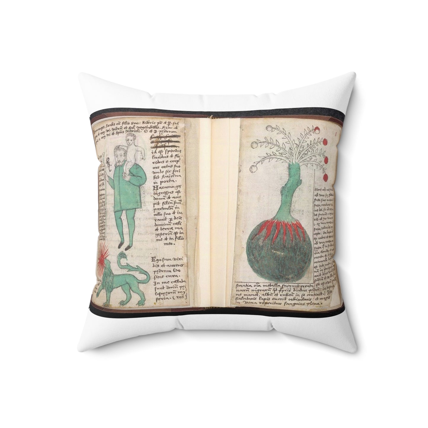 Christopher, lion, and a plant from BL Sloane 1171, ff. 7v-8 Decorative Accent Square Pillow