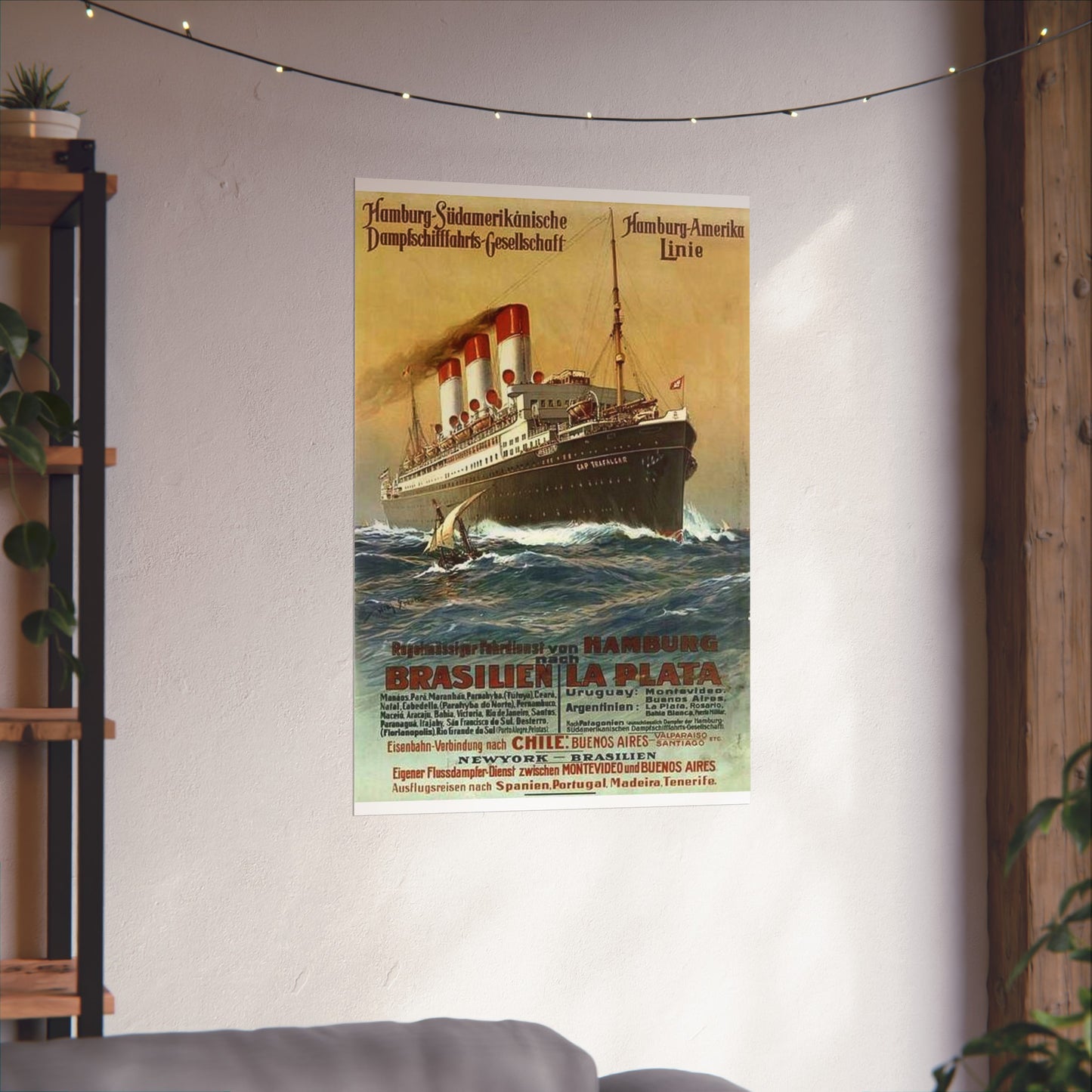 Dampfer Cap Trafalgar 1899 - Public domain image of a steam boat High Quality Matte Wall Art Poster for Home, Office, Classroom