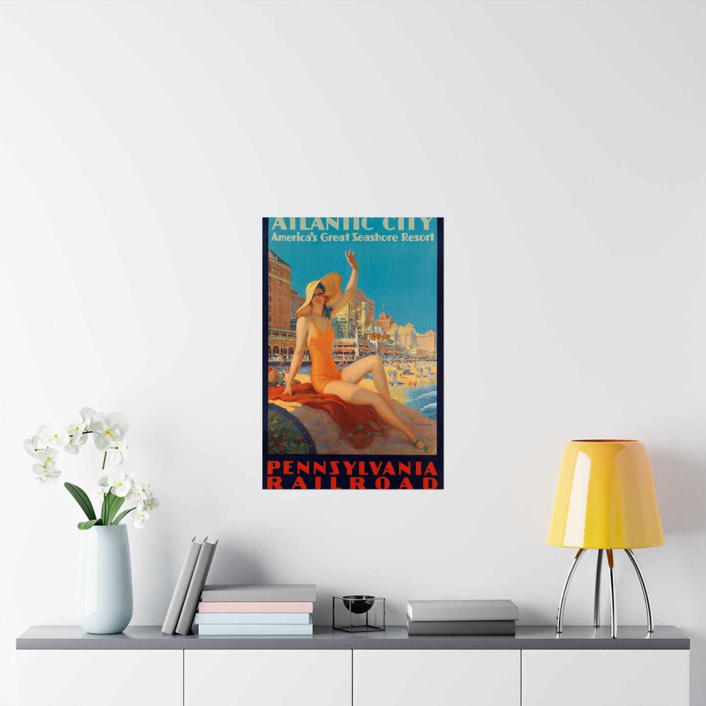 Edward M. Eggleston - Pennsylvania Railroad - Atlantic City, 1935 High Quality Matte Wall Art Poster for Home, Office, Classroom