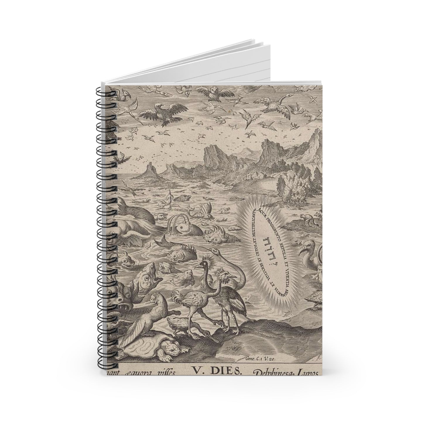 Schepping van de vogels en de zeedieren Spiral Bound Ruled Notebook with Printed Cover