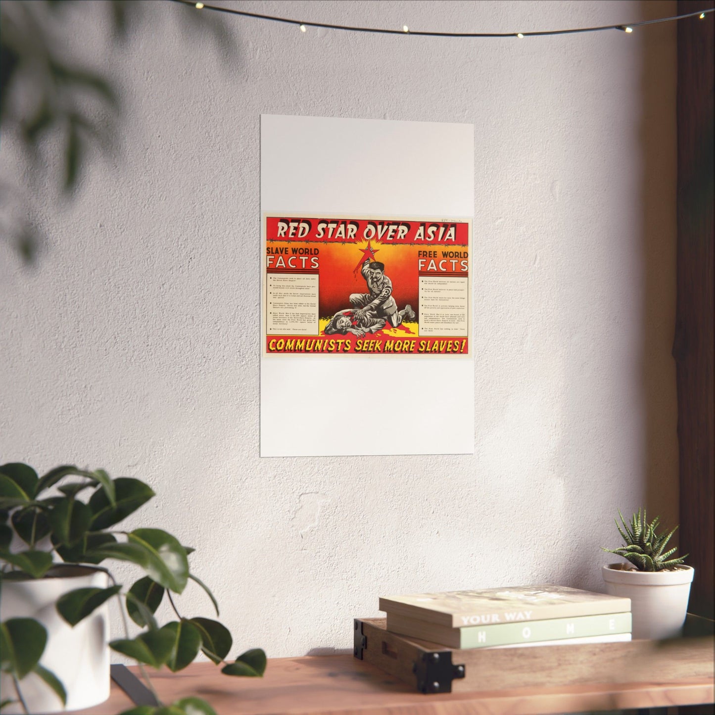 Red Star Over Asia PO-24-E, United States information service propaganda High Quality Matte Wall Art Poster for Home, Office, Classroom