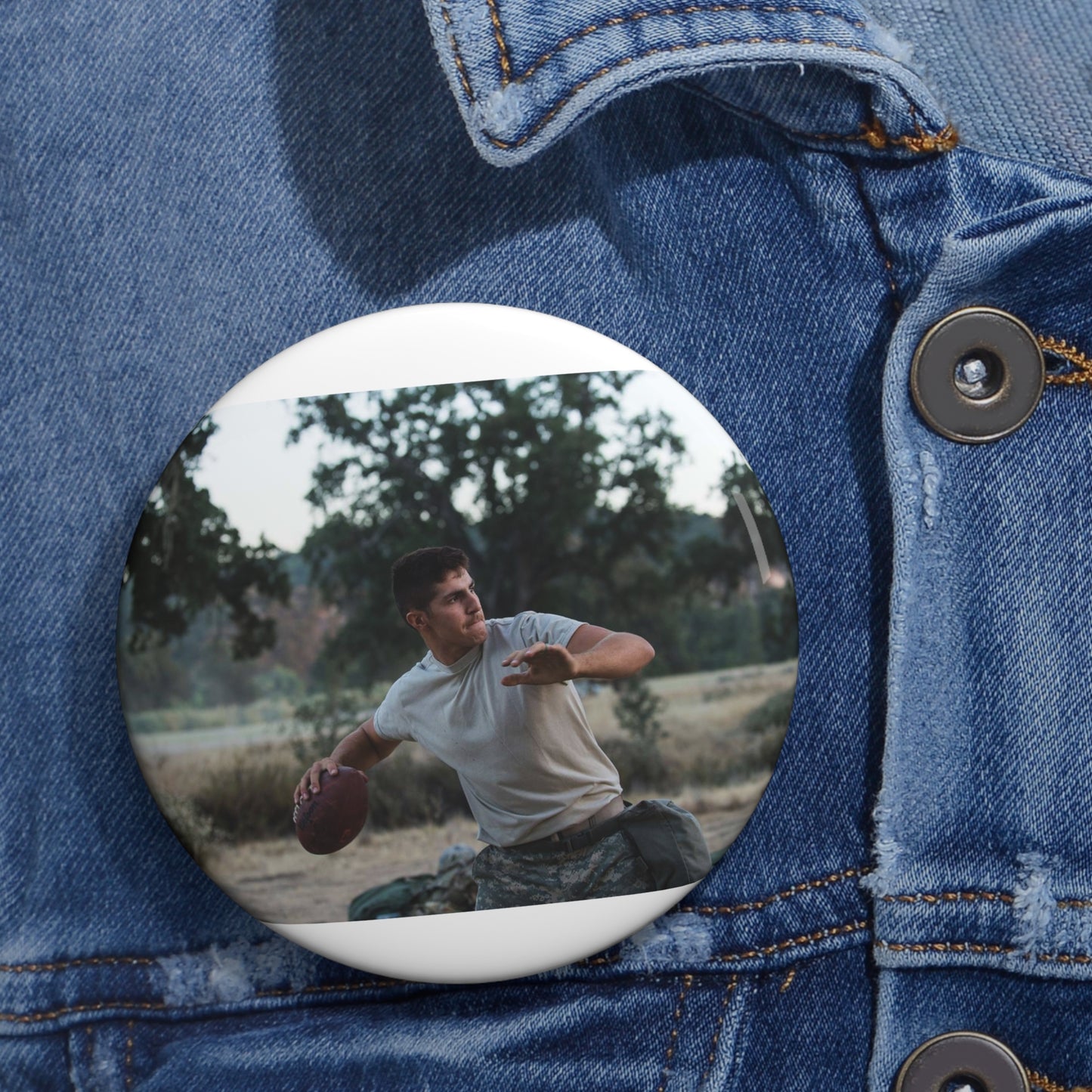 Spc. David Butcher, a U.S. Army Reserve military police Pin Buttons with Crisp Design