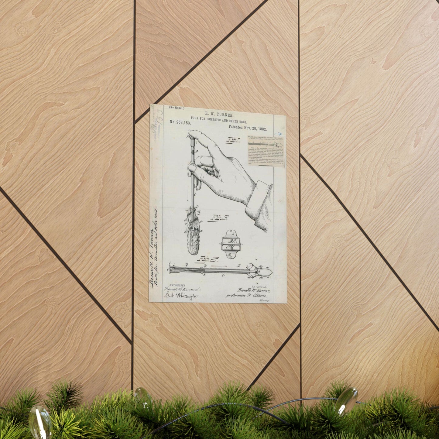 Patent drawing - for R. W. Turner's Fork for Domestic and Other Uses Public domain  image High Quality Matte Wall Art Poster for Home, Office, Classroom