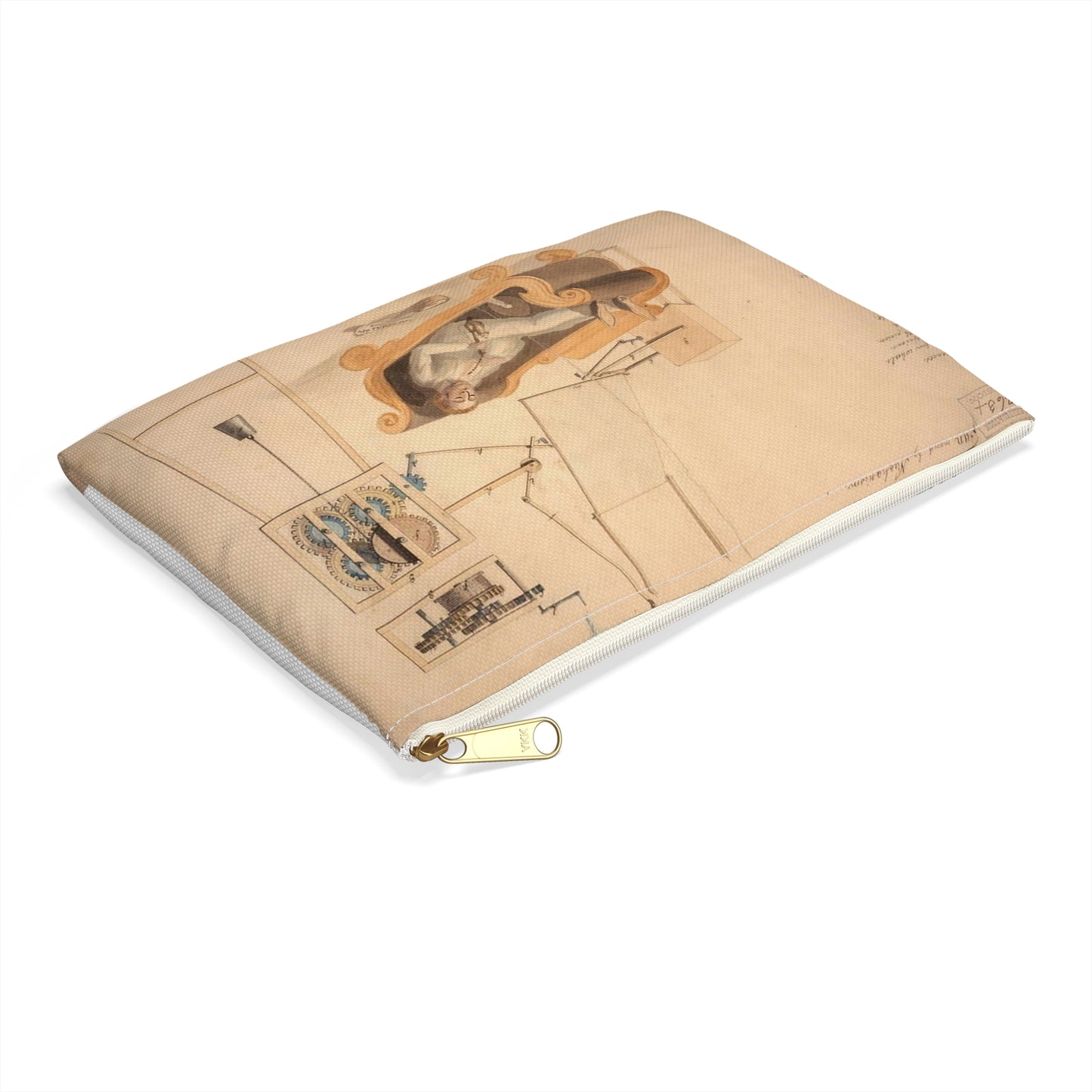 Patent drawing - Drawing of Fan Moved by Mechanism Public domain  image Large Organizer Pouch with Black Zipper