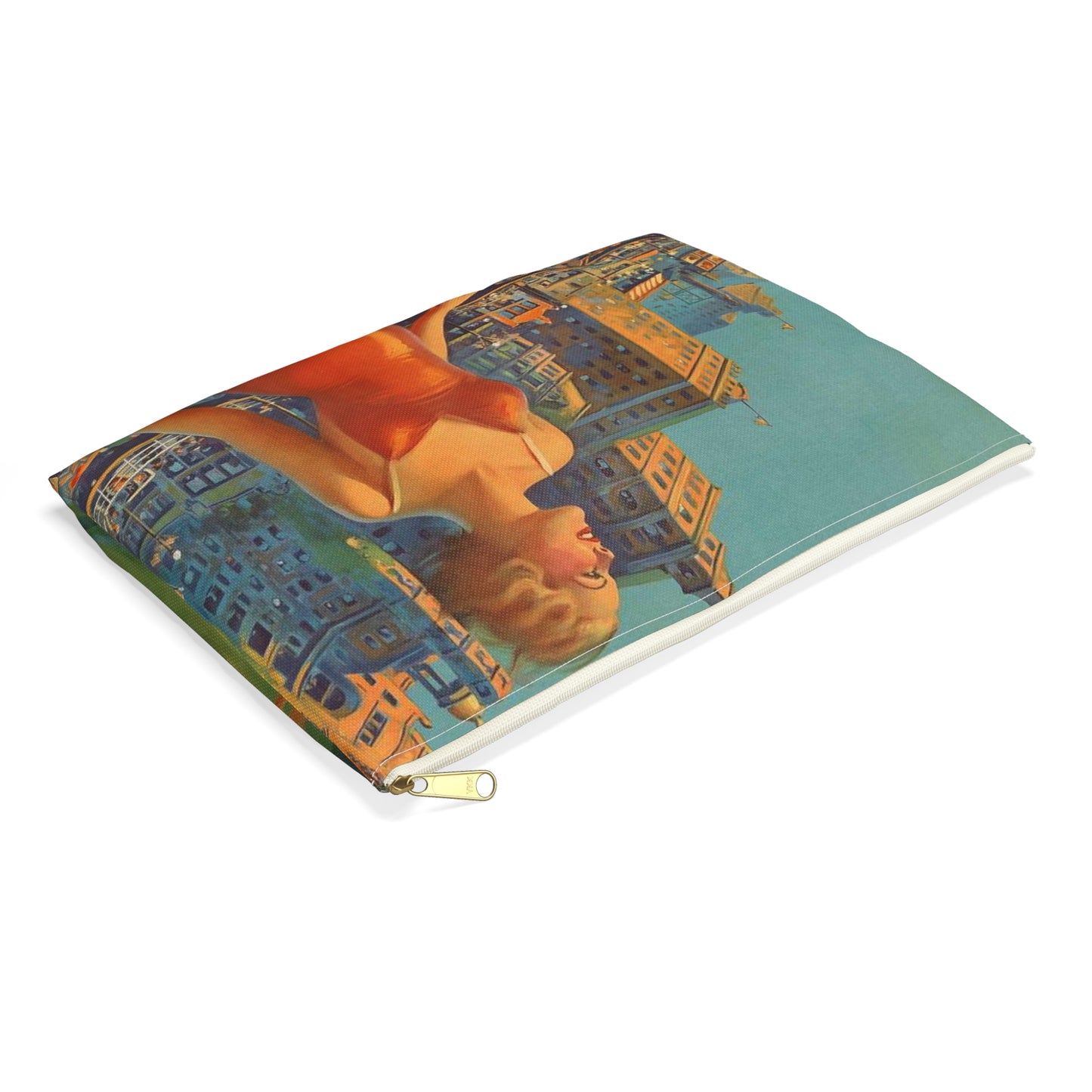 Atlantic City— America’s All-Year Resort, Pennsylvania Railroad, painting by Edward Mason Eggleston Large Organizer Pouch with Black Zipper