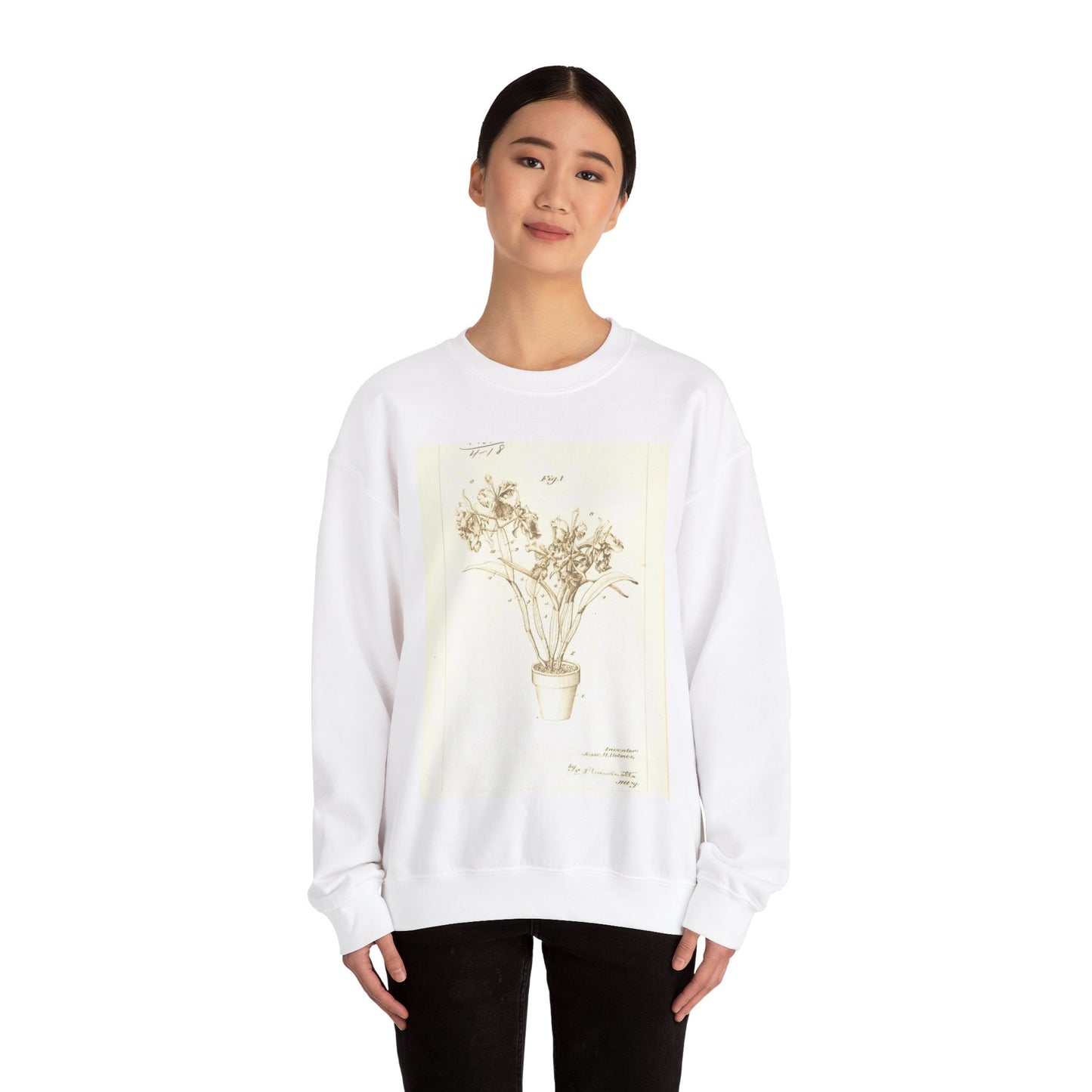 Patent Case File No. 1,904,788, Display of Cut Flowers, Inventor- Jesse H. Holmes. - DPLA - f3d0d85a6e6b3c501e6aa63084a03aaf (page 10) White Heavy Blend Adult Crew Neck SweatShirt