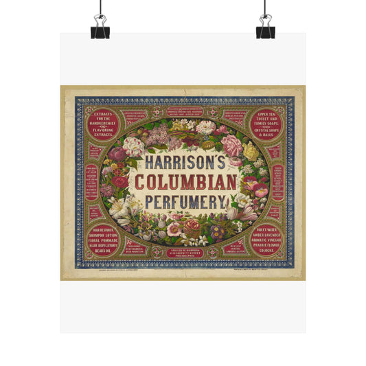 Harrison's Columbian perfumery / Designed and drawn on stone by Alphonse Bigot. High Quality Matte Wall Art Poster for Home, Office, Classroom