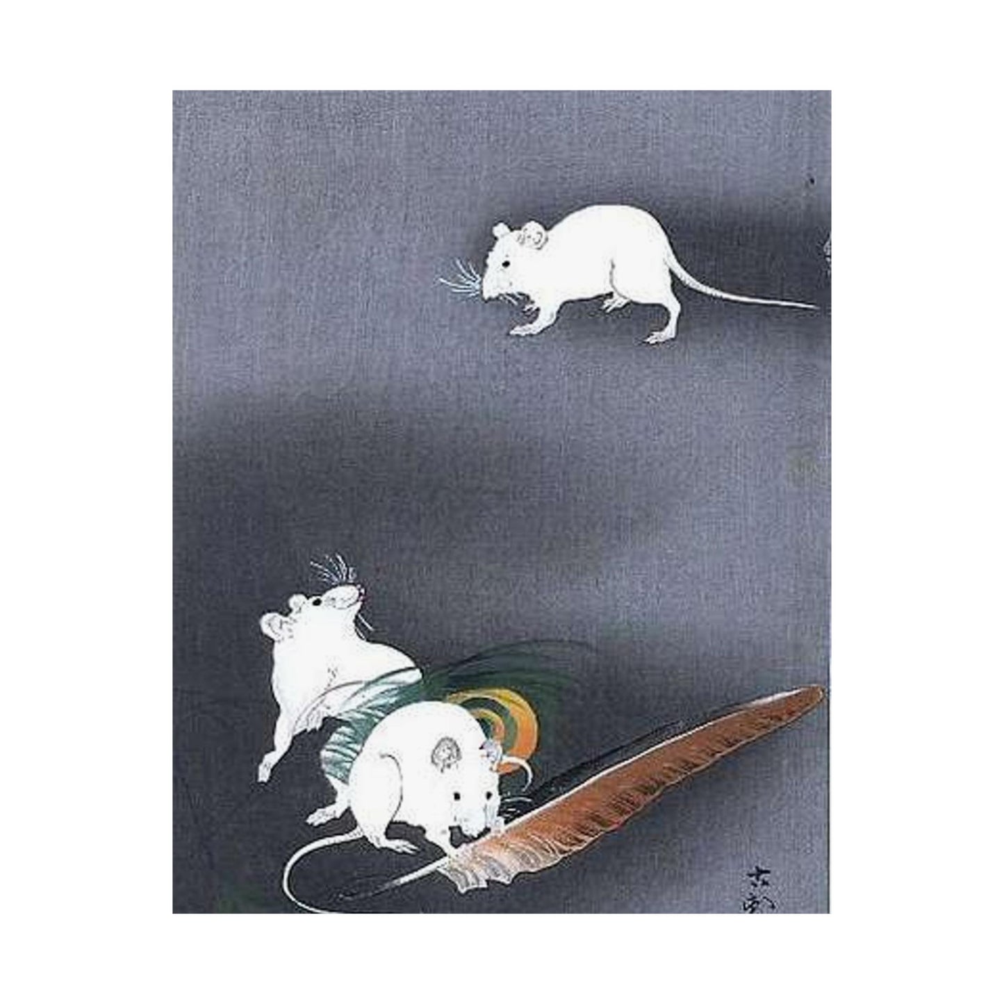 A drawing of 3 mice, Ohara Koson High Quality Matte Wall Art Poster for Home, Office, Classroom