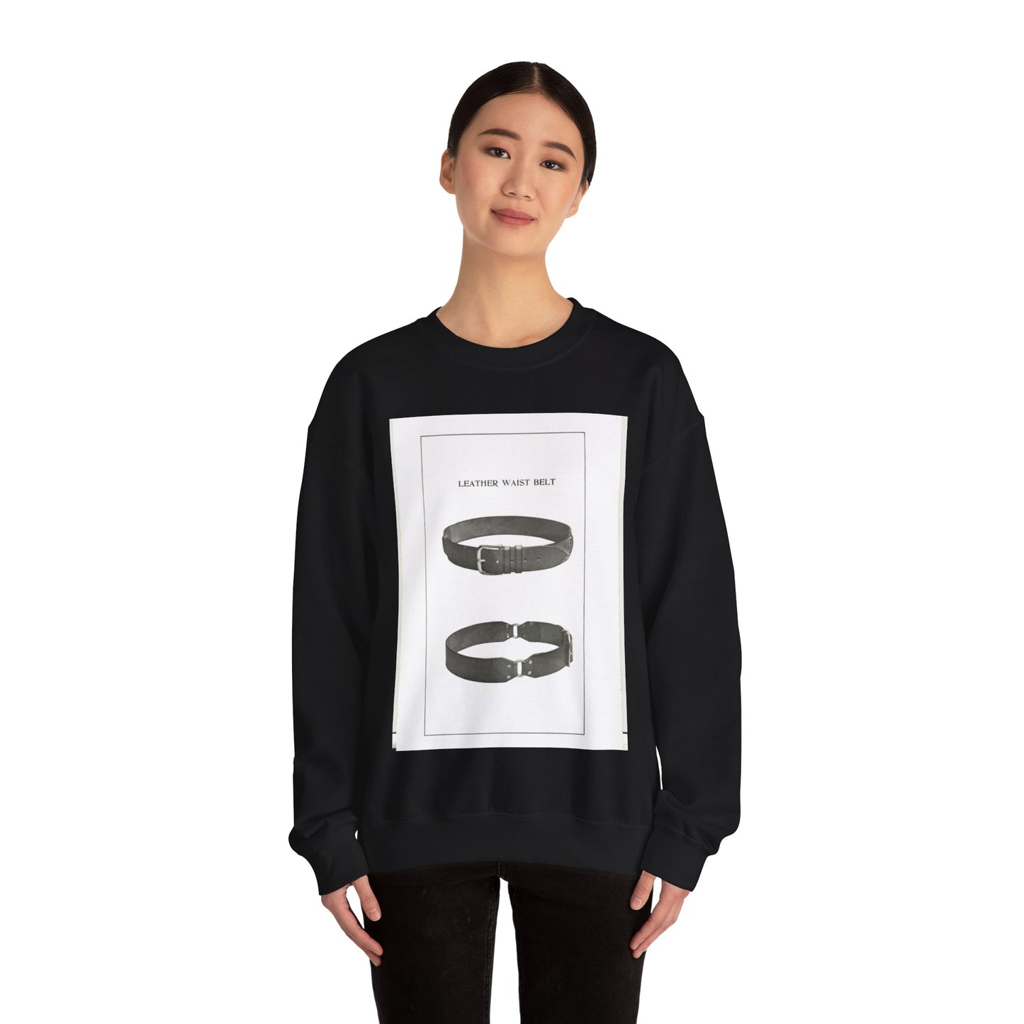 Patent drawing - Leather Waist Belt - . Public domain  image Black Heavy Blend Adult Crew Neck SweatShirt