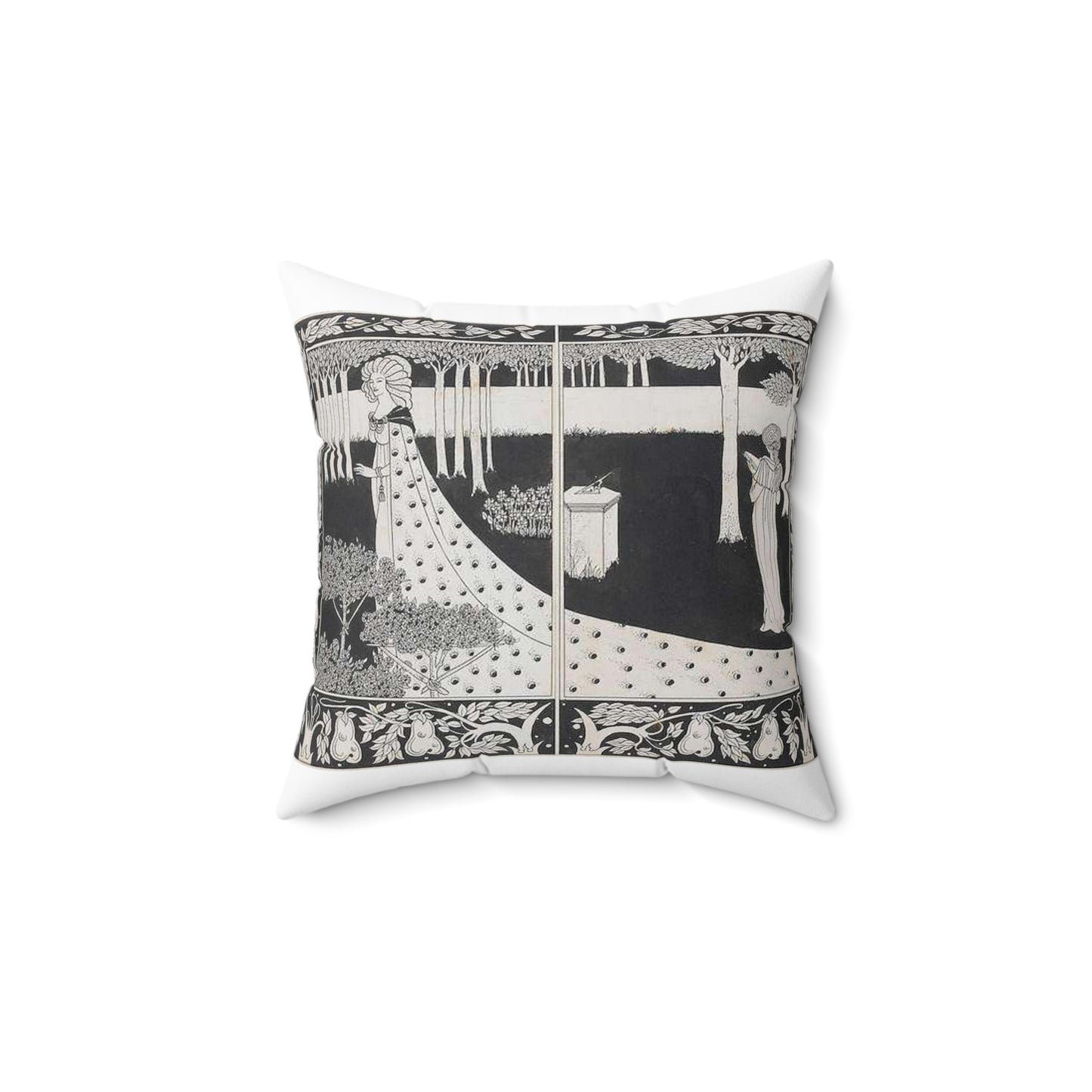 Aubrey Beardsley - La Beale Isould at Joyous Gard Decorative Accent Square Pillow