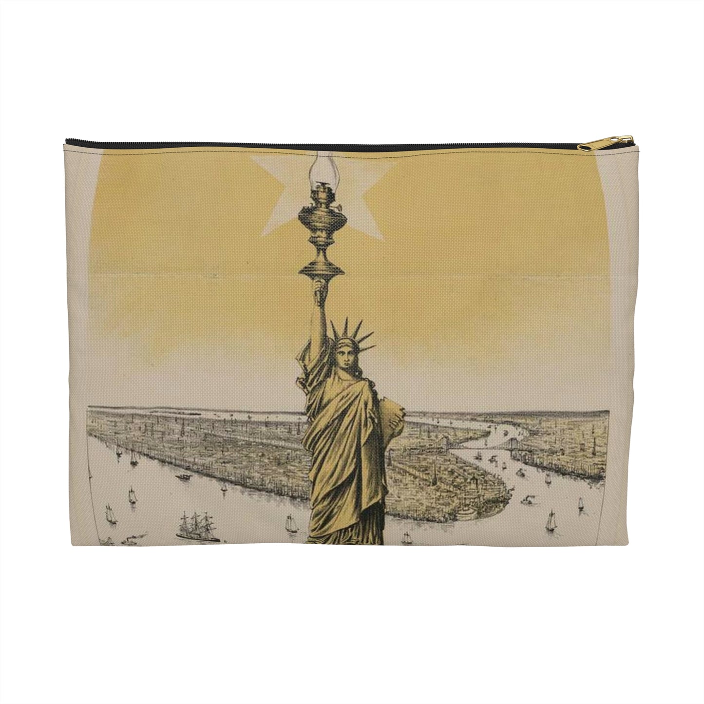 The great Bartholdi statue, Liberty enlightening the world with the world renowned and beautiful Star Lamp. Large Organizer Pouch with Black Zipper