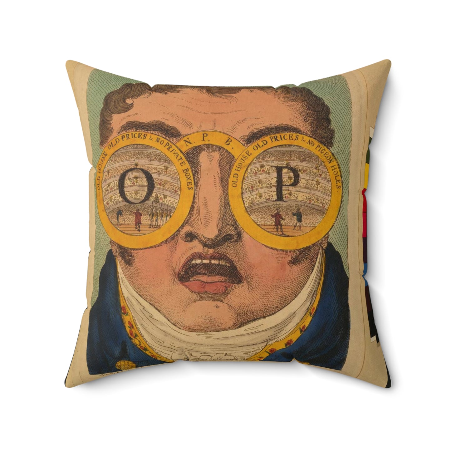 The OP spectacles / Cruikshank del., British Cartoon Print Decorative Accent Square Pillow