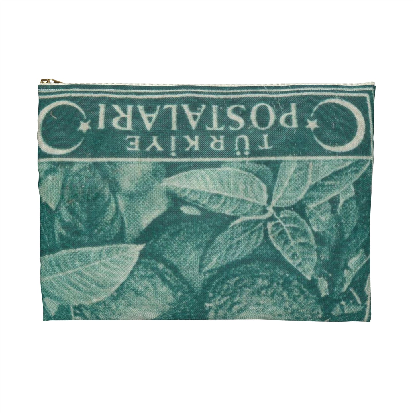 Frimärke ur Gösta Bodmans filatelistiska motivsamling, påbörjad 1950.Frimärke från Turkiet, 1942. Motiv av gren med apelsiner. Large Organizer Pouch with Black Zipper