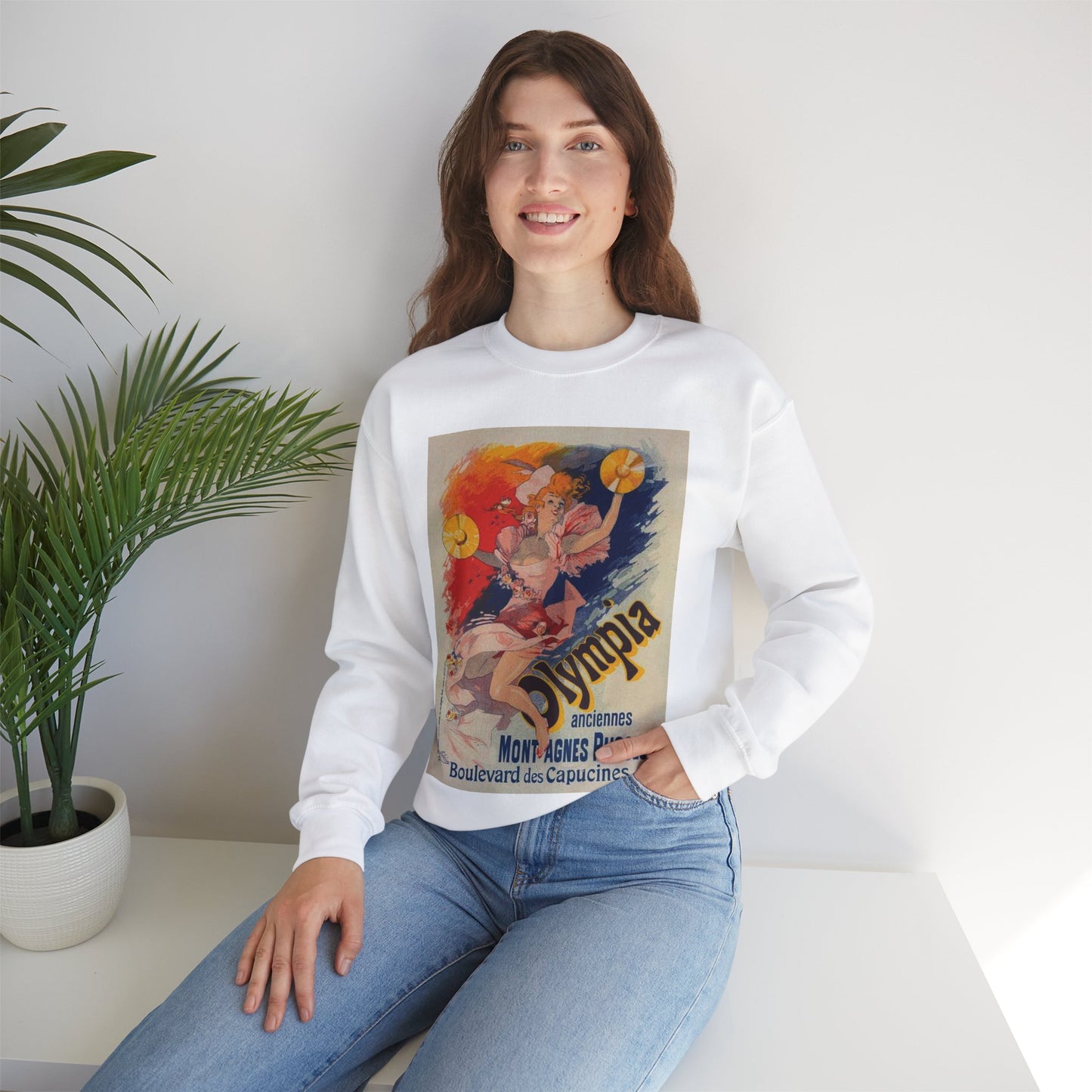 Affiche pour "Olympia". - Art nouveau public domain poster White Heavy Blend Adult Crew Neck SweatShirt
