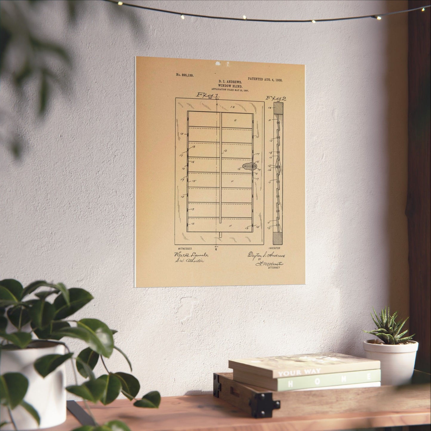 Patent Drawing of Engine - for a Window Blind Public domain  image High Quality Matte Wall Art Poster for Home, Office, Classroom