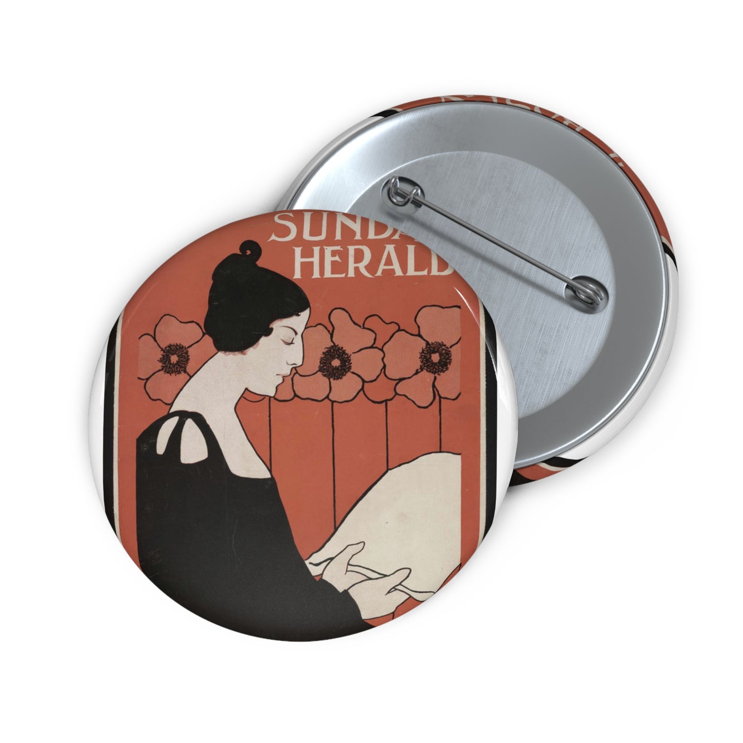 The Boston Sunday Hearld - ladies want it Feb. 24 / Boston Eng. Co. ; E. Reed. Pin Buttons with Crisp Design