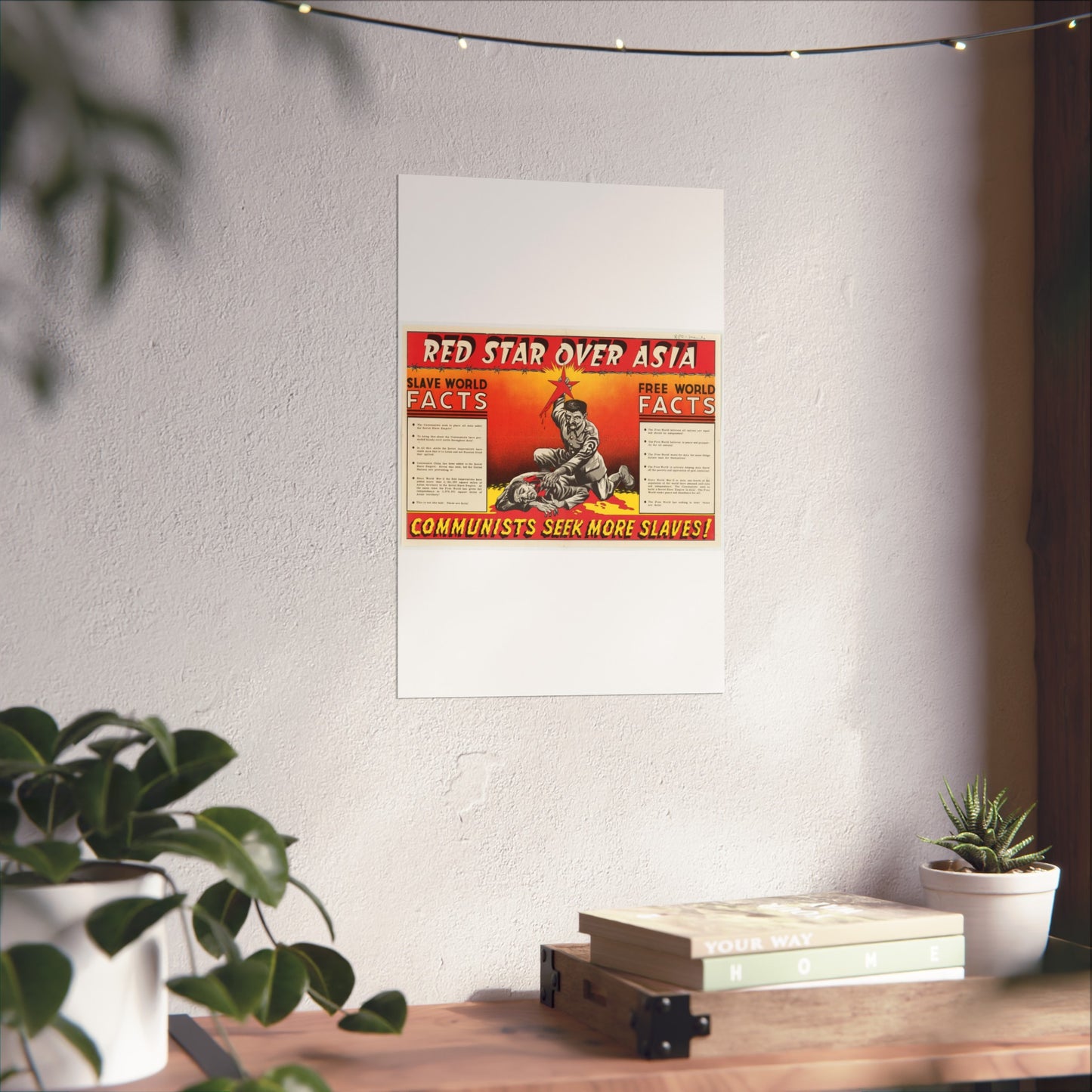 Red Star Over Asia PO-24-E, United States information service propaganda High Quality Matte Wall Art Poster for Home, Office, Classroom