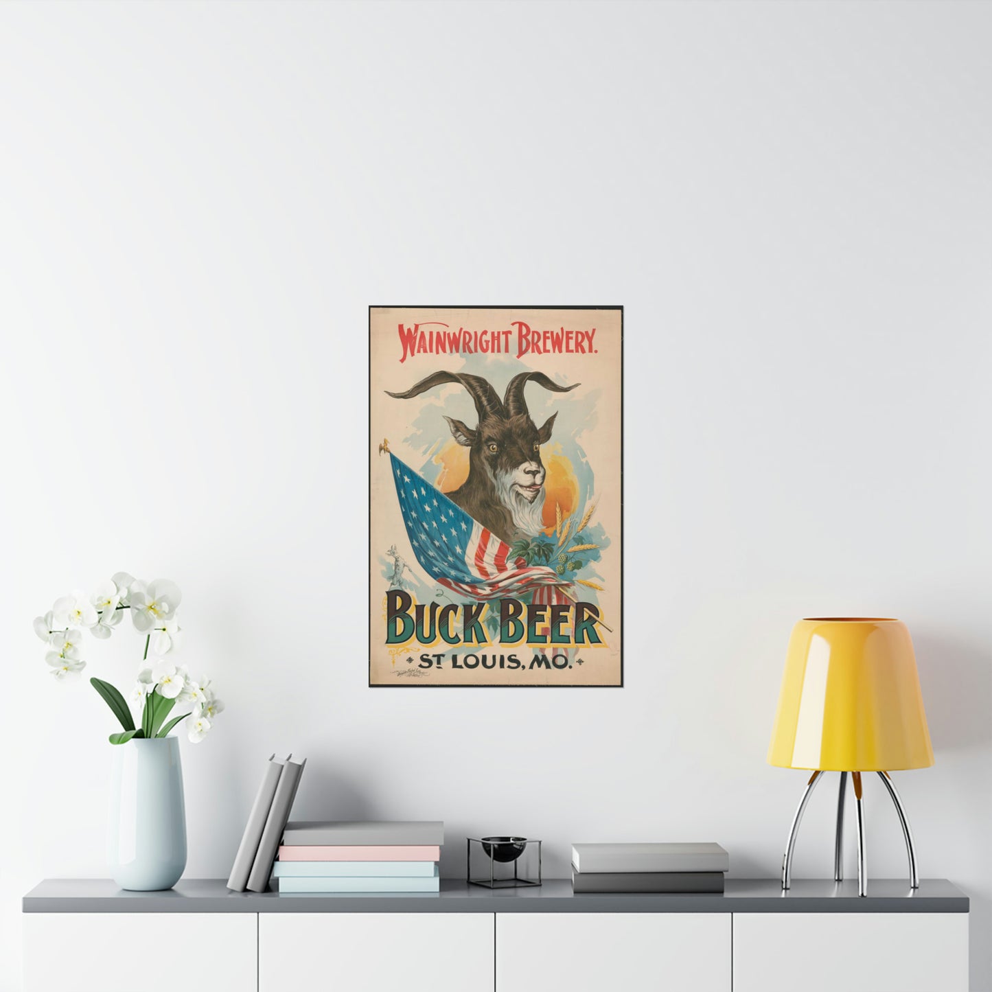 Wainwright Brewery, Buck Beer, St. Louis, MO High Quality Matte Wall Art Poster for Home, Office, Classroom