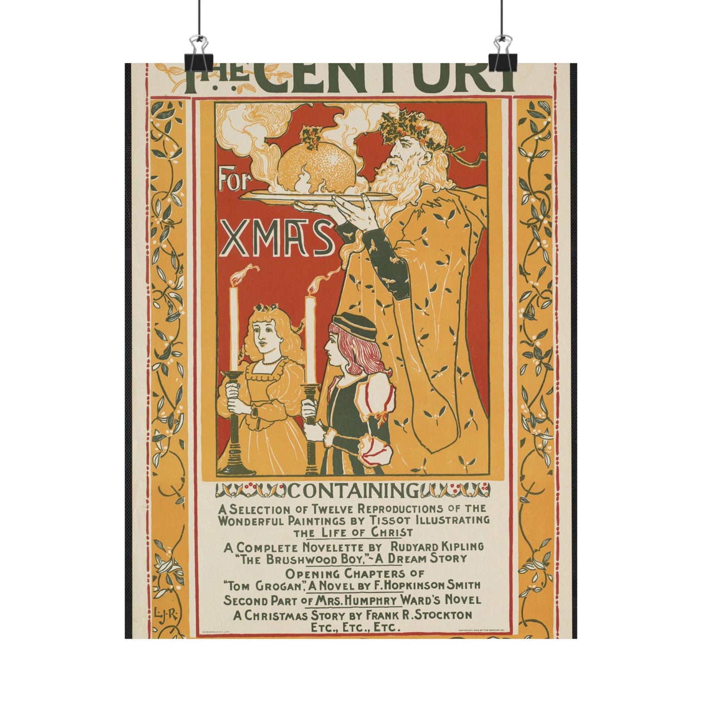 Louis Rhead - The century for Xmas, Art Nouveau poster High Quality Matte Wall Art Poster for Home, Office, Classroom