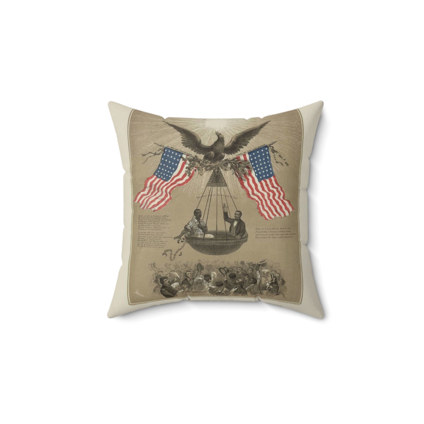The American Declaration of Independence illustrated / Fabronious ; designed by R. Thayer ; L. Prang & Co. Lith., Boston. Decorative Accent Square Pillow