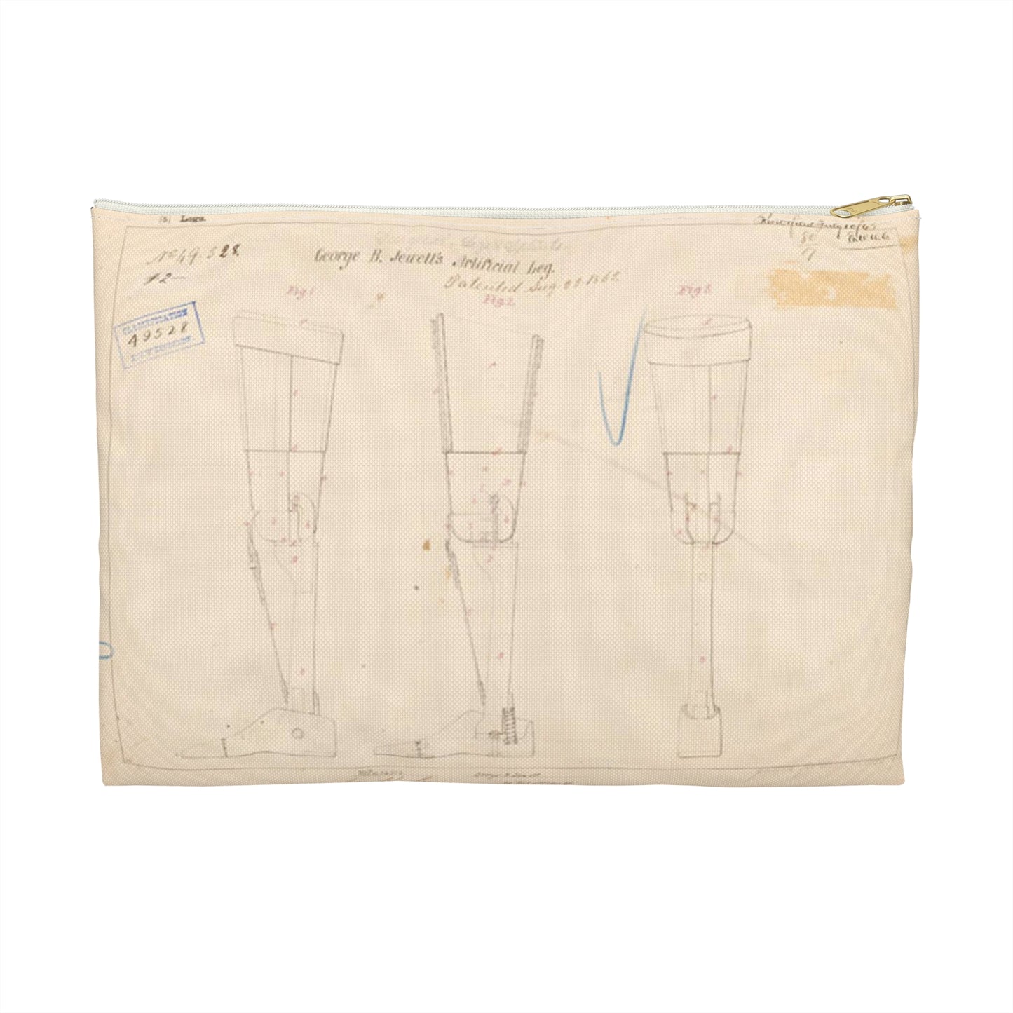 Patent drawing - Drawing of Artificial Leg Public domain  image Large Organizer Pouch with Black Zipper