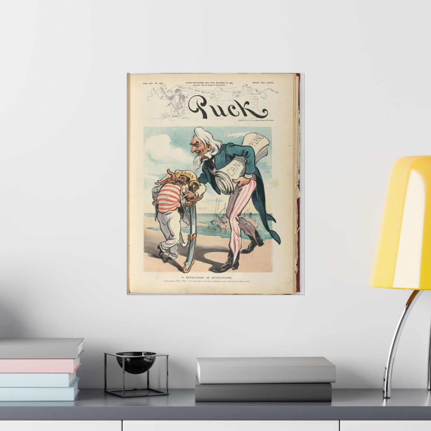 Puck magazine cover - A revelation in revolutions / Kep. High Quality Matte Wall Art Poster for Home, Office, Classroom