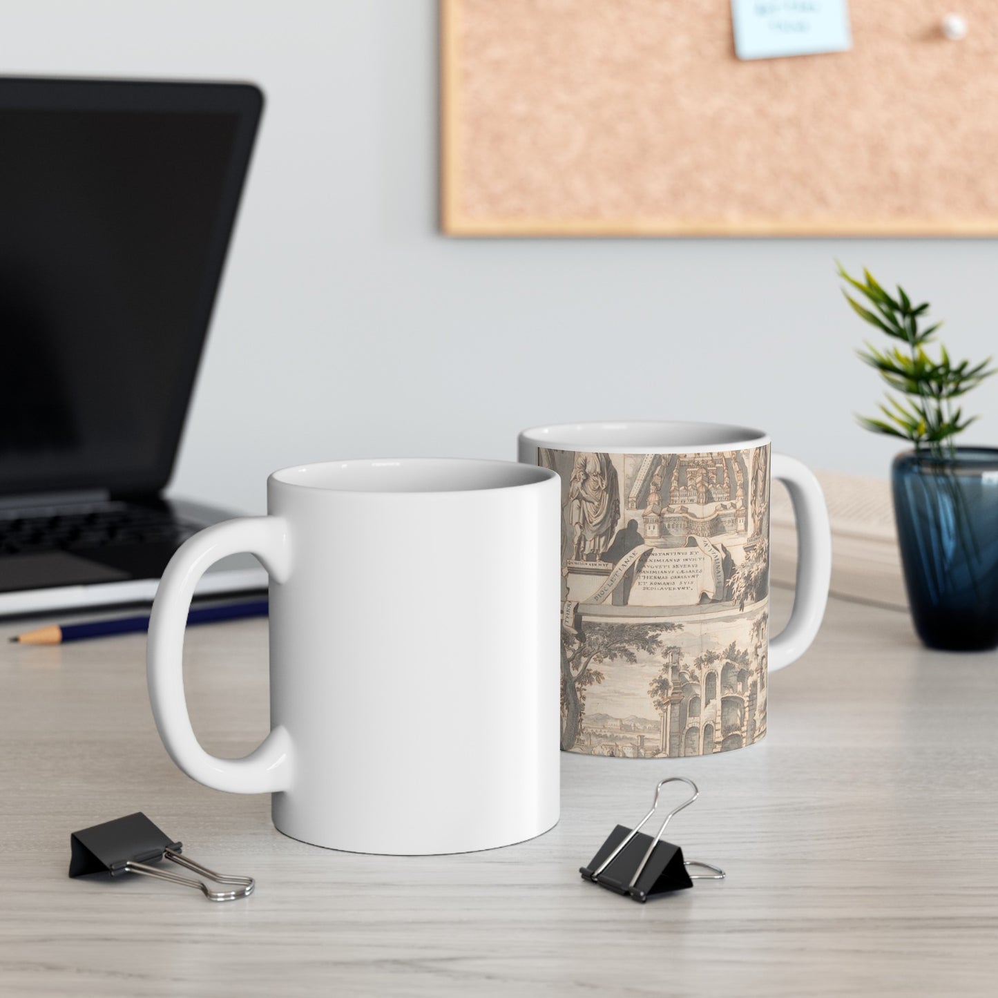 A Reconstruction of the Thermae of Diocletian (above) and a View of the Ruins (below) Beautiful Novelty Ceramic Coffee Mug 11oz